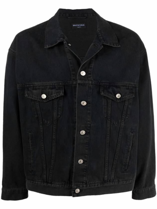 Balenciaga Political Campaign Logo Oversized Denim Jacket Black