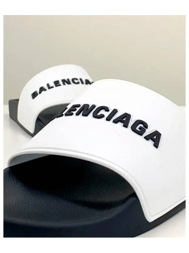 Balenciaga Logo Pool Slippers White