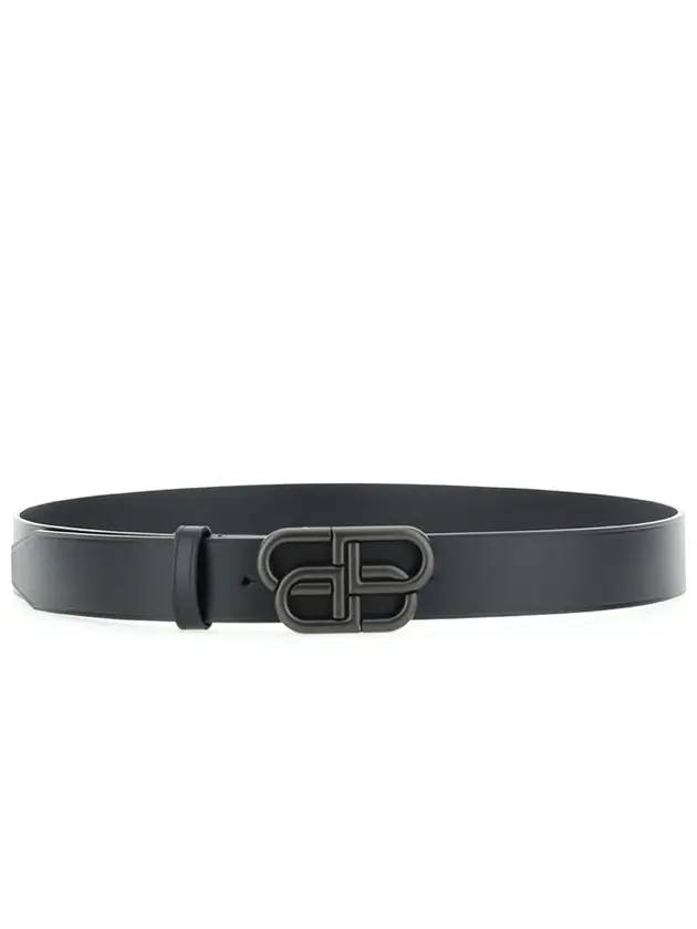 Balenciaga Buckle Logo Leather Belt Black