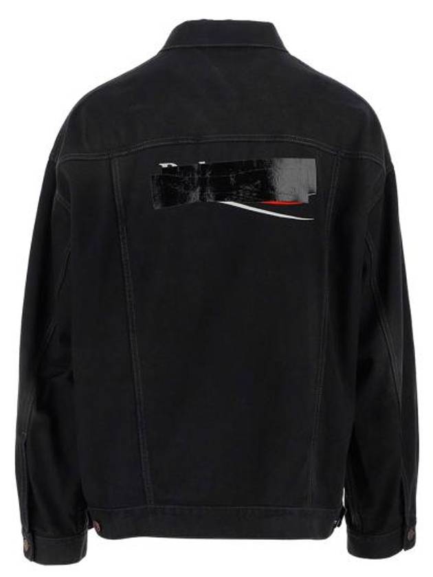 Balenciaga Political Campaign Logo Oversized Denim Jacket Black