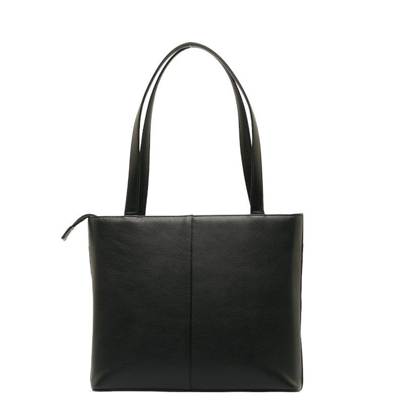 Burberry Nova Check Handbag Tote Bag Black Leather