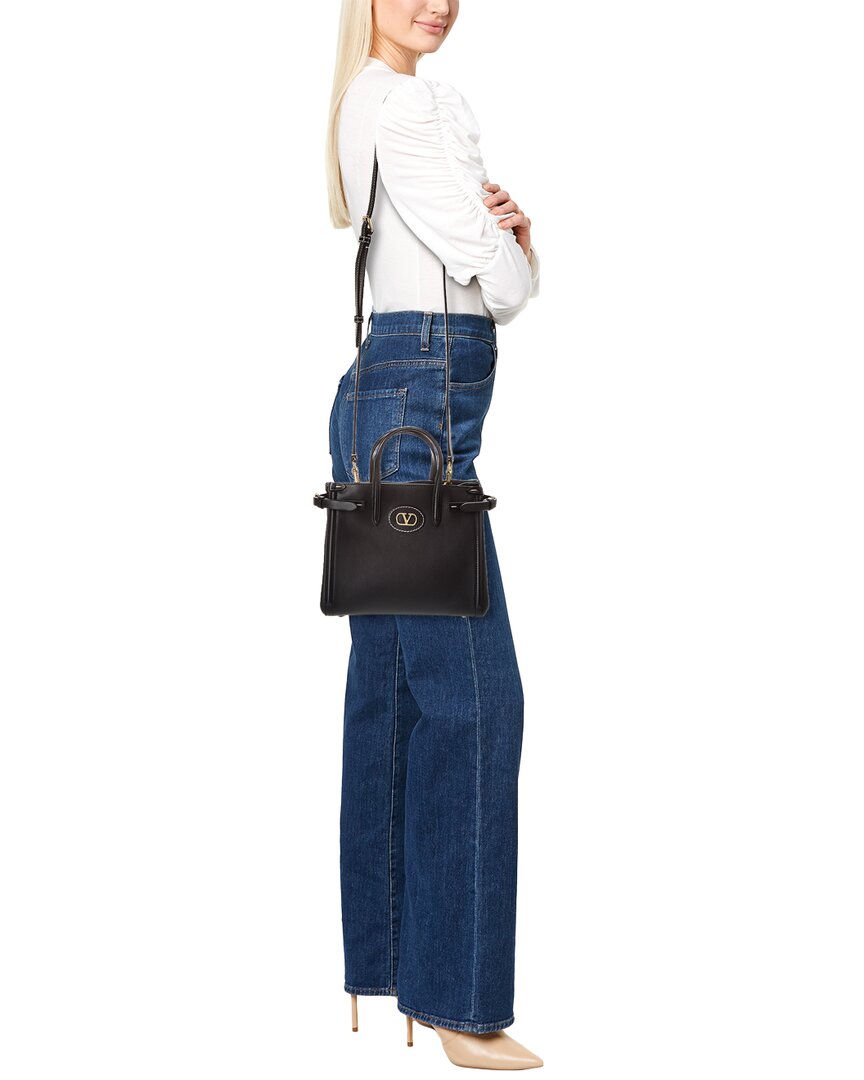 Valentino Vlogo Small Leather Tote