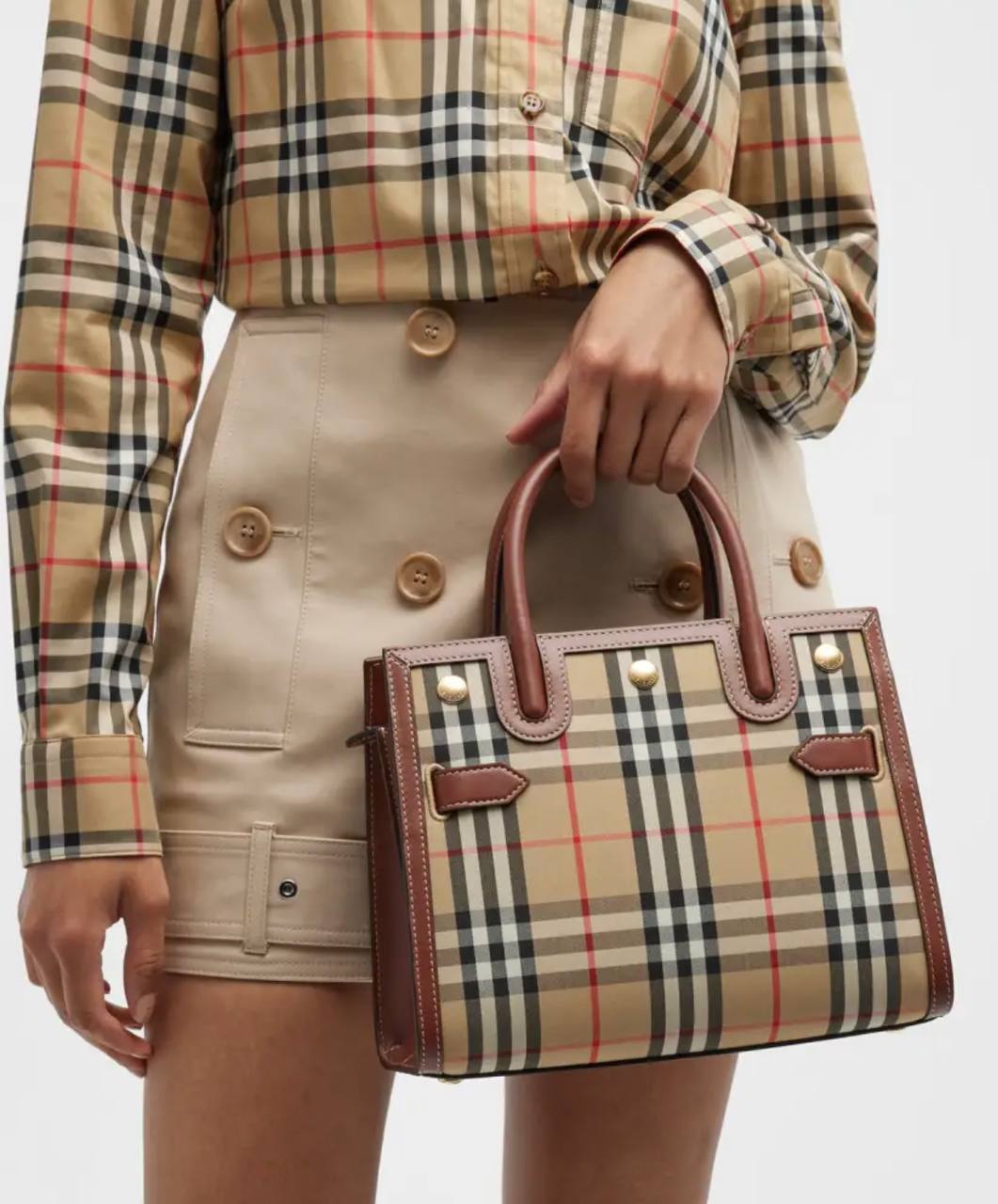 Burberry Mini Vintage Check Two-handle Title Bag