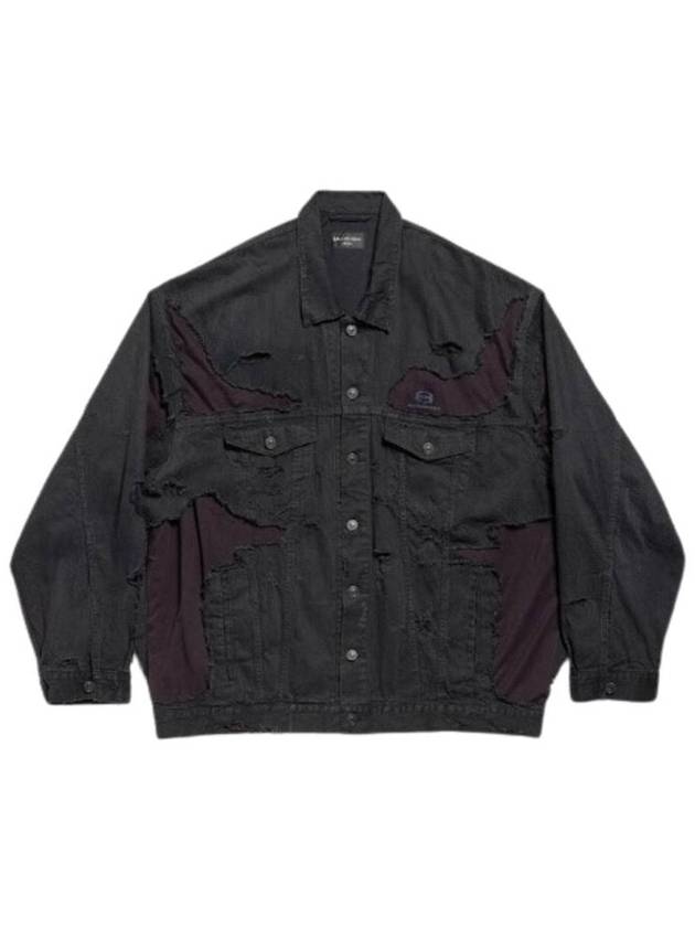 Balenciaga Unity Sports Icon Patchwork Denim Jacket Black
