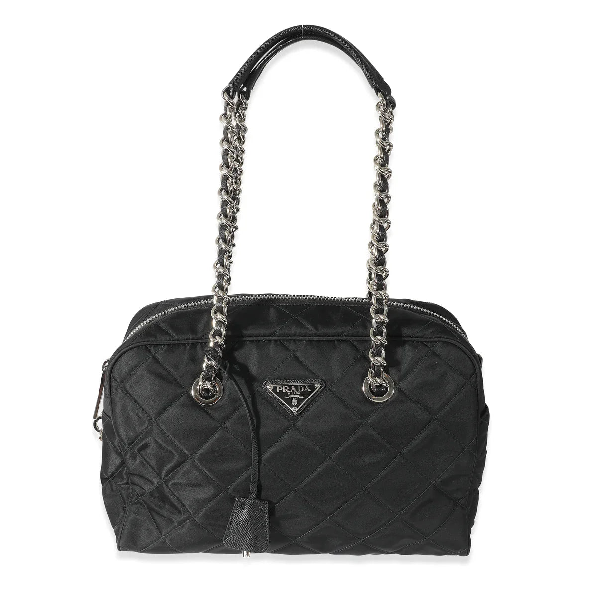 PRADA - Black Quilted Nylon Tessuto Impuntu Shoulder Bag