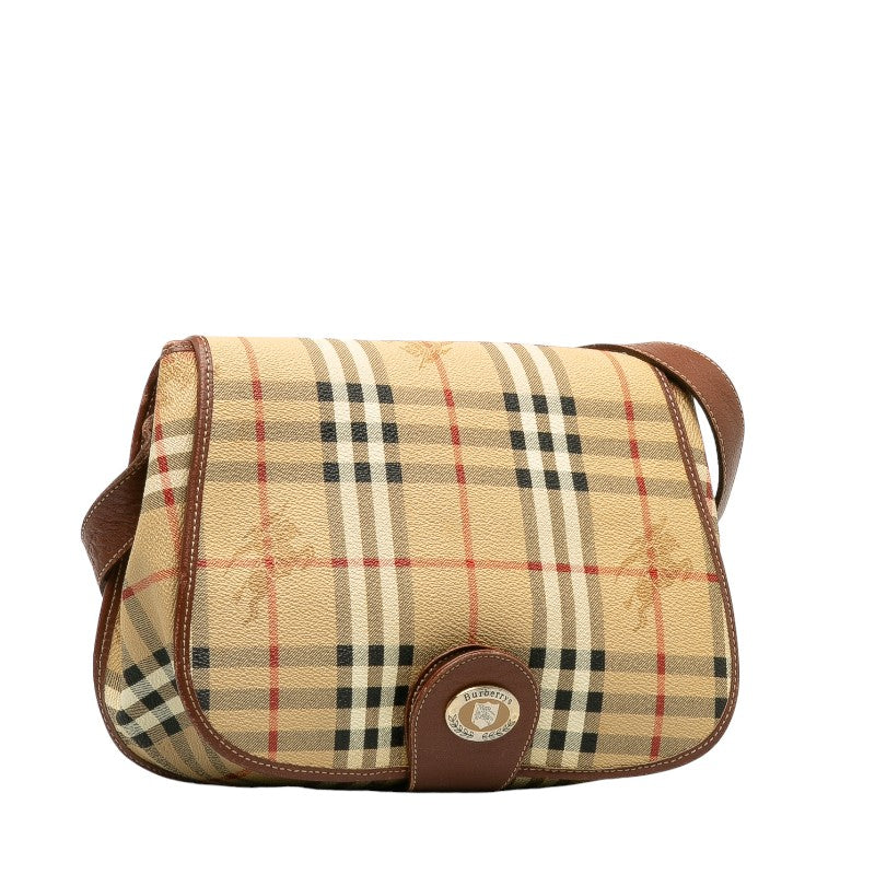 Burberry Nova Check Shoulder Bag Beige PVC Leather BURBERRY