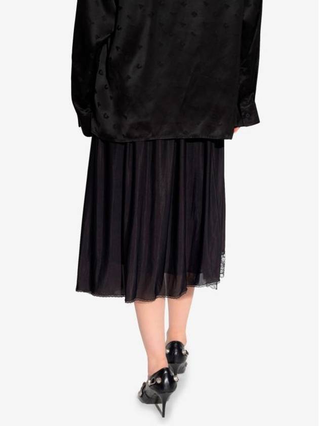 Balenciaga Lace Trimmed A-Line Skirt Black