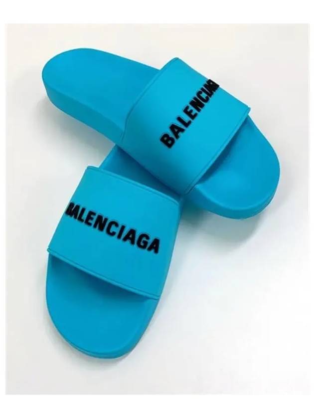 Balenciaga Men's Logo Full Slippers Blue