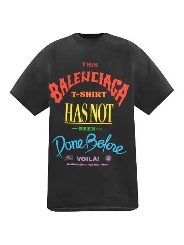 Balenciaga Slogan Print Oversized Short Sleeve T-Shirt Black