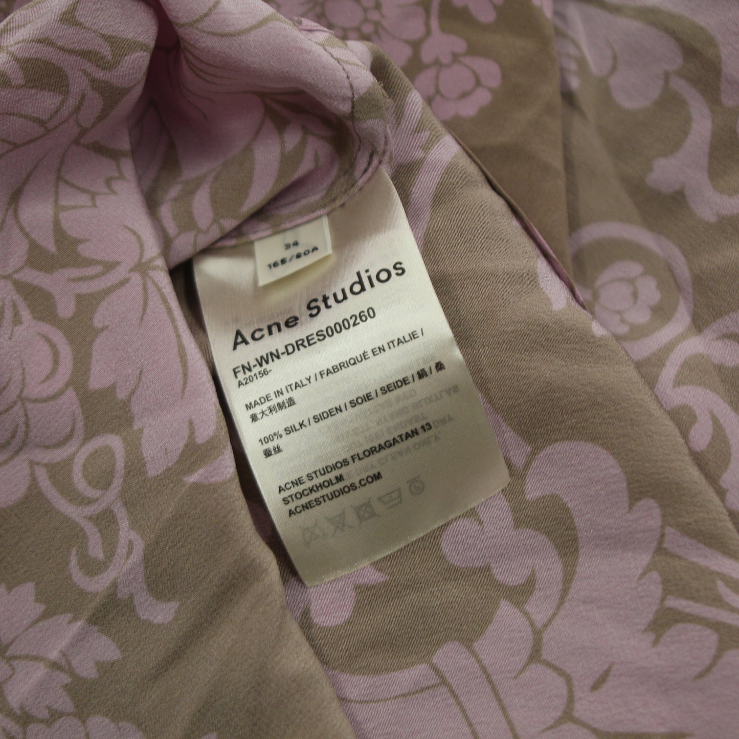 Acne studios 100% silk floral dress