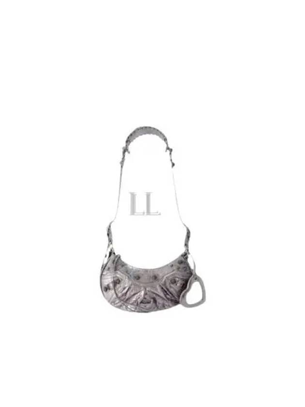 Balenciaga Metallic Le Cagol XS Lambskin Shoulder Bag Dark Silver