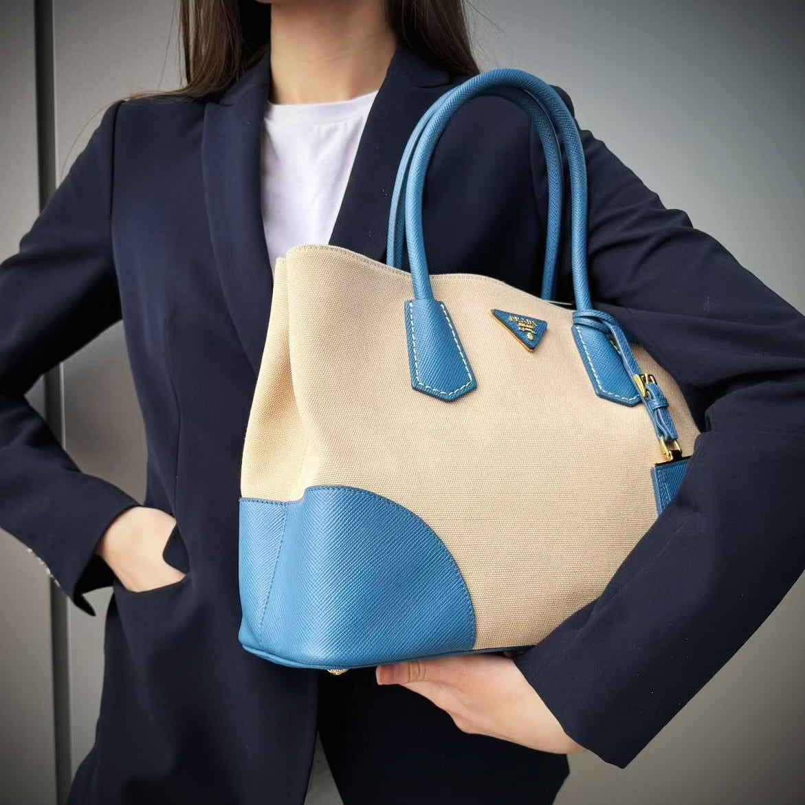 Prada Canvas Canapa Double Bag TWS