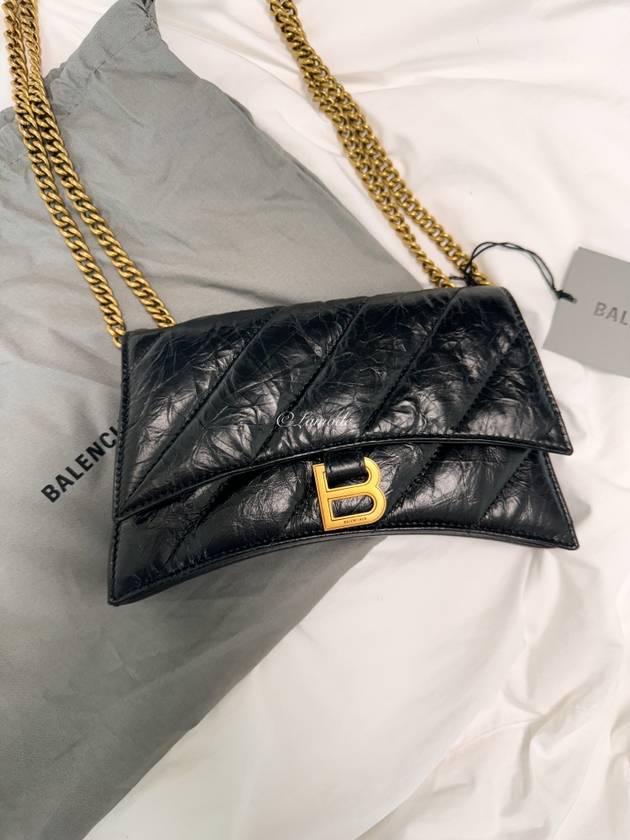 Balenciaga Crush XS Chain Quilted Shoulder Bag Black