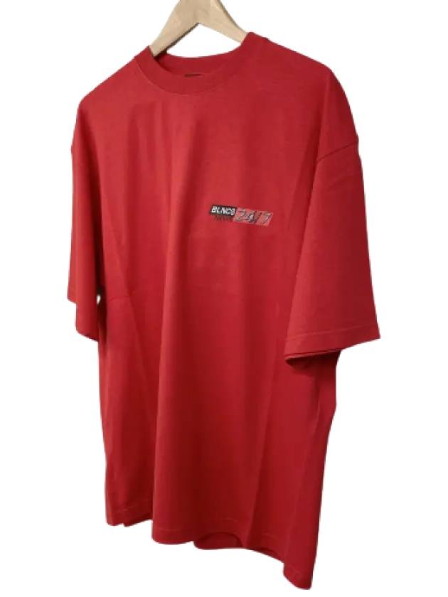 Balenciaga News Logo Print Short Sleeve T-Shirt Red