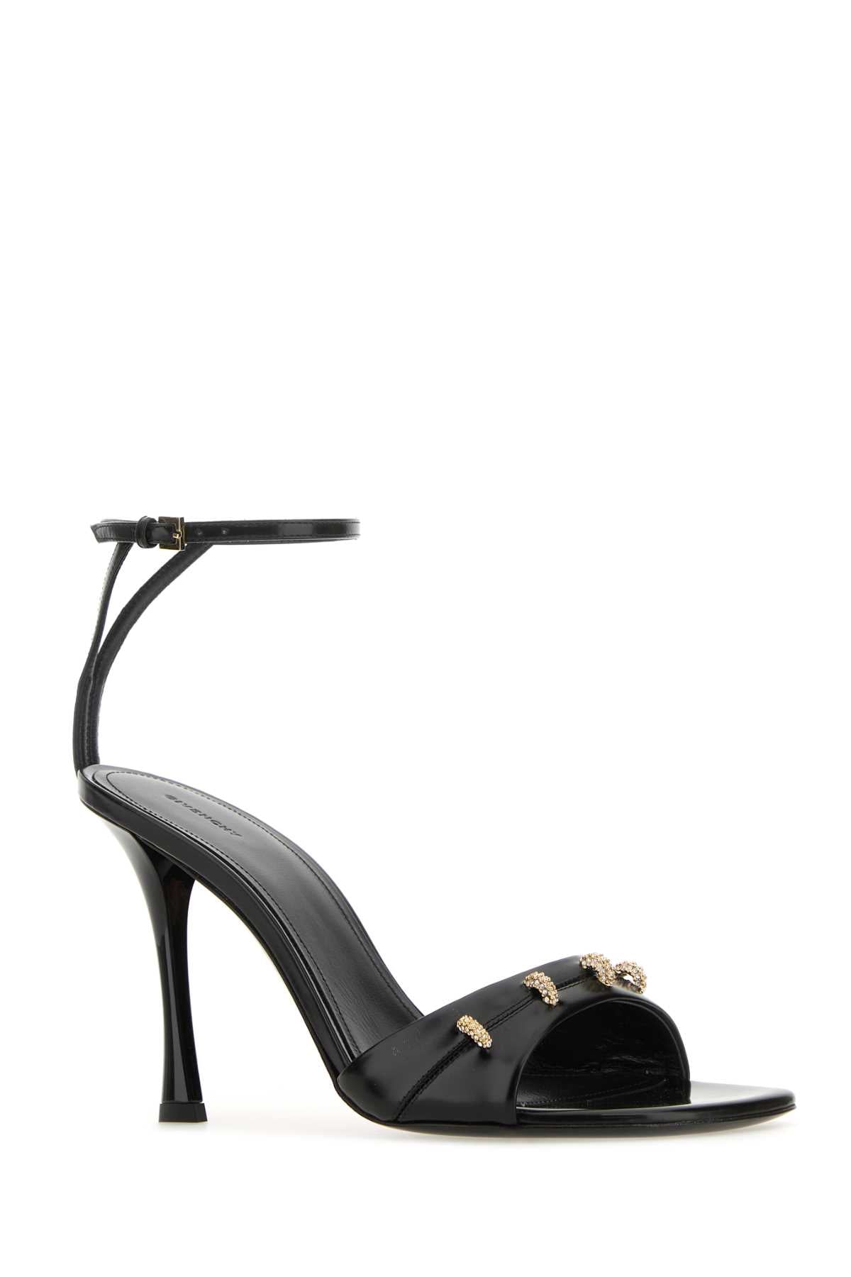Givenchy Women Black Leather Stitch Sandals