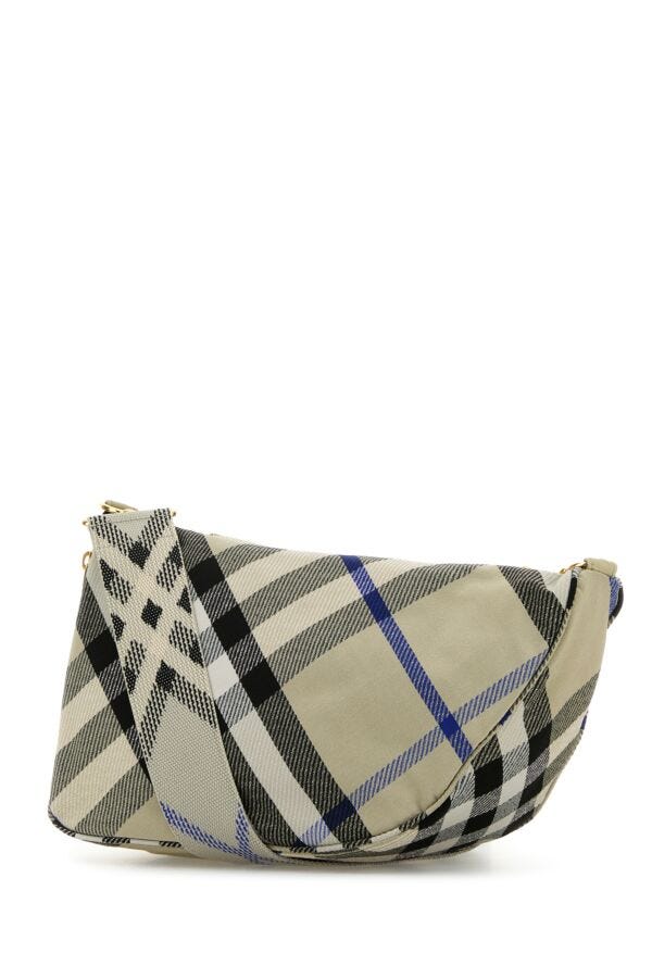 Burberry Woman Embroidered Fabric Medium Shield Crossbody Bag