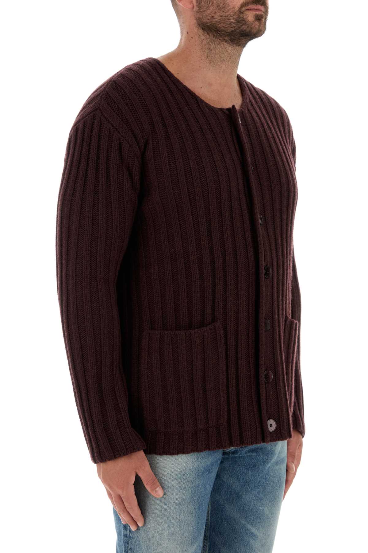 Givenchy Men Burgundy Cashmere Cardigan