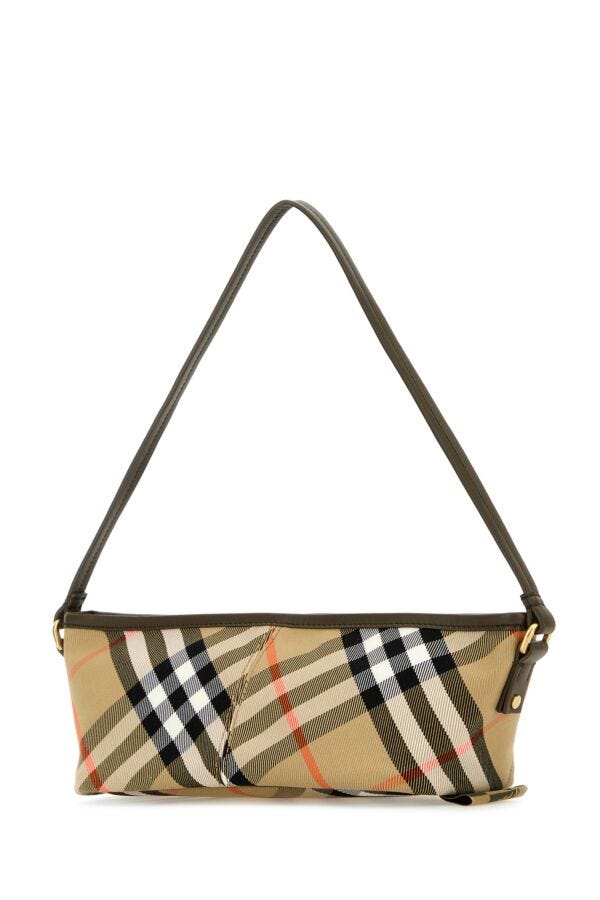 Burberry Woman Embroidered Canvas Mini Check Handbag