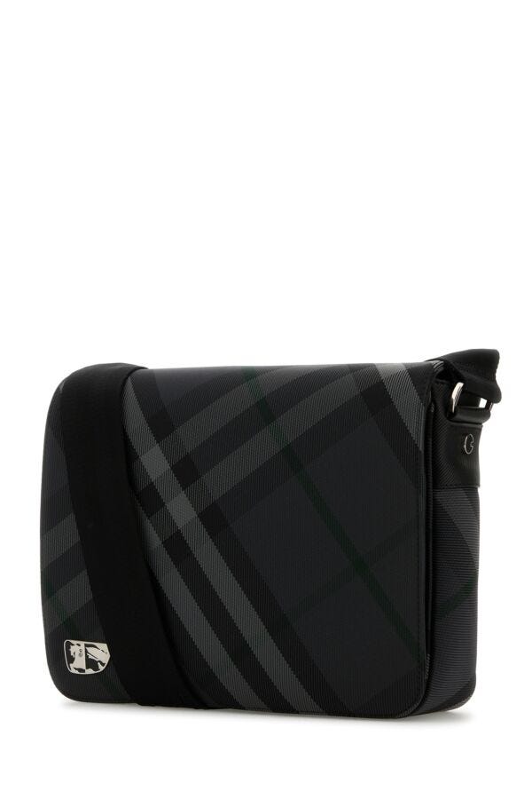 Burberry Man Embroidered Cavnas Grid Crossbody Bag