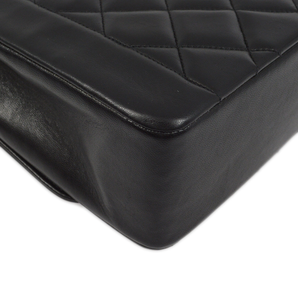 Chanel 1991-1994 Black Lambskin Medium Diana Shoulder Bag