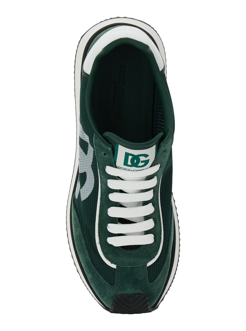Dolce & Gabbana Men 'Cushion' Green Sneakers With Logo Patch On The Tongue And Logo Detail On The Side In Suede And Fabric Man