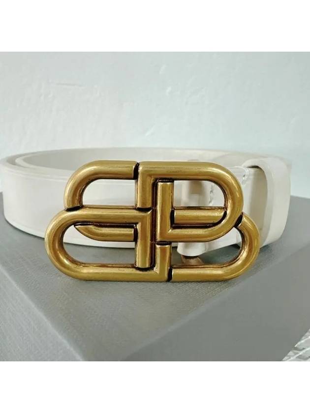 Balenciaga BB Buckle Belt White