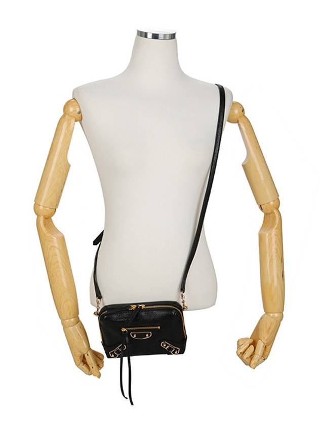Balenciaga Metal Reporter Mini Cross Bag Black