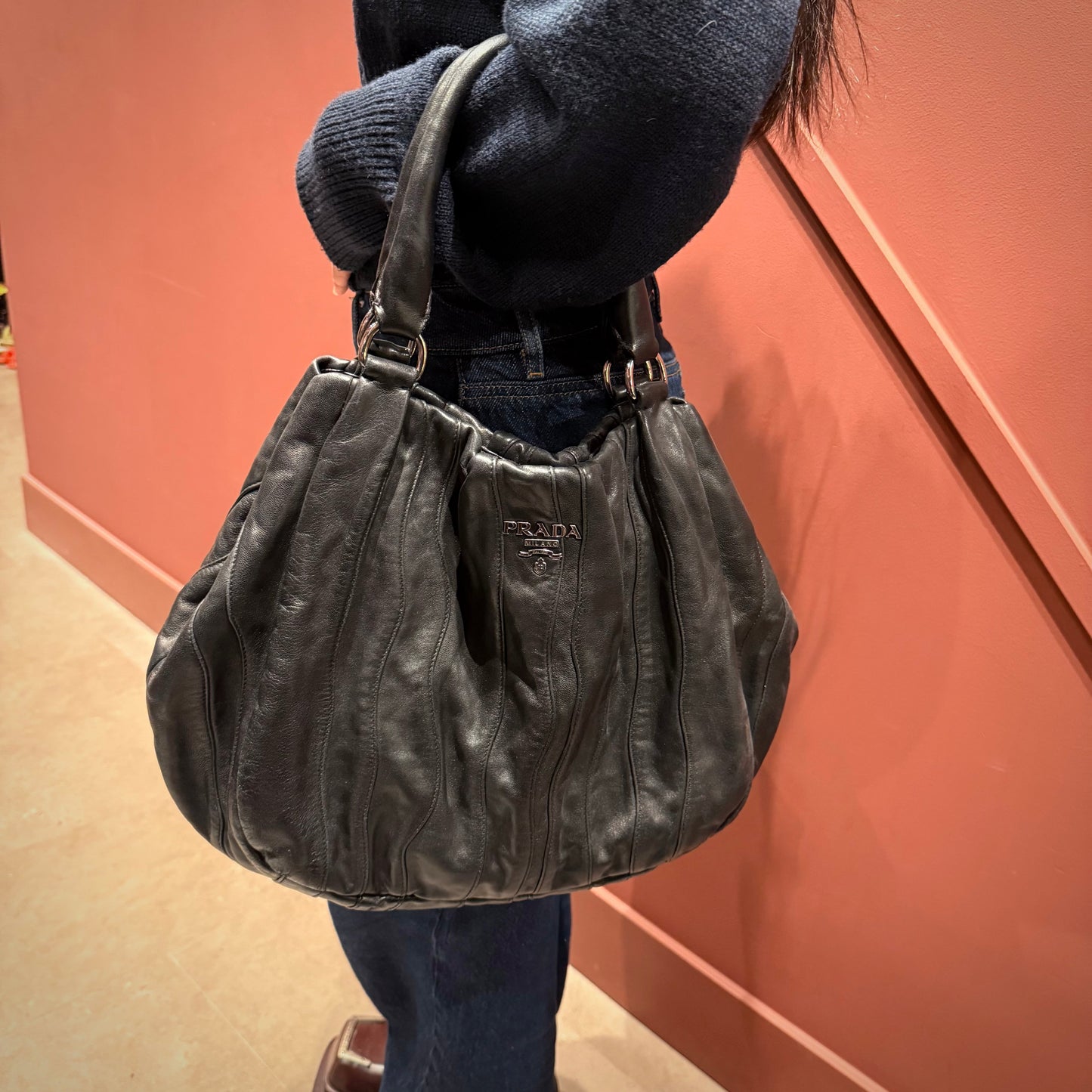 Prada Nappa Mordore Stripes Tote