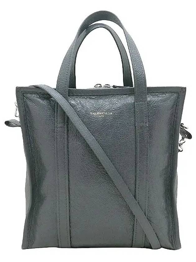 Balenciaga 513990 Gray color leather small bazaar shopper tote bag shoulder strap