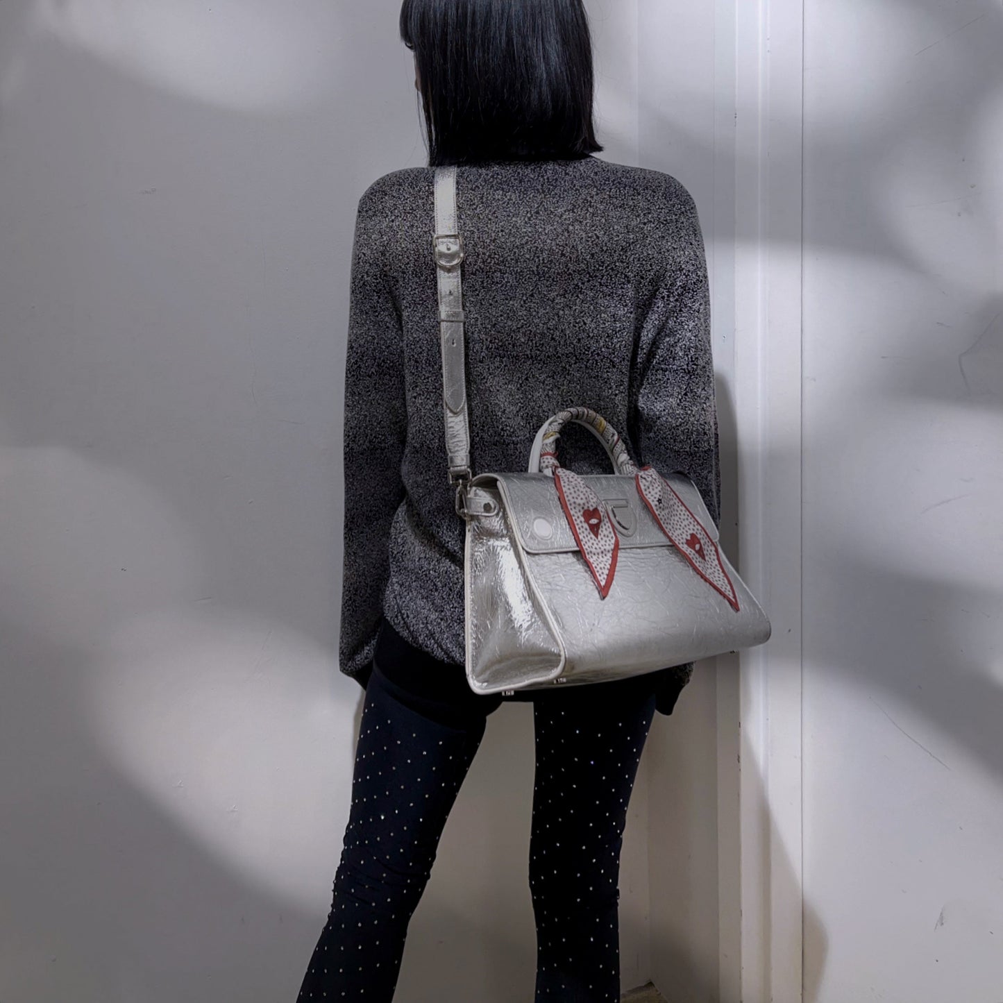 CHRISTIAN DIOR Medium Diorever silver bag
