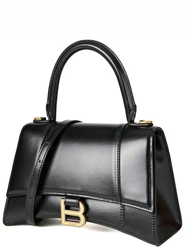 Balenciaga Hourglass Small Tote Bag in Shiny Box Calfskin Black
