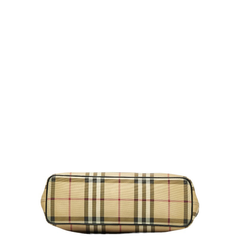 Burberry Nova Check Handbag Beige Multicolor PVC Leather