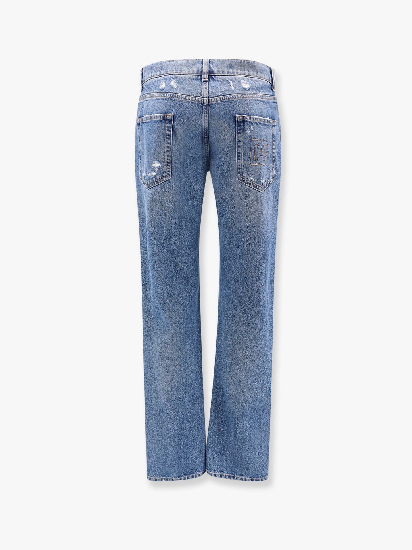 Dolce & Gabbana Men Cotton Jeans With Rippings Detail