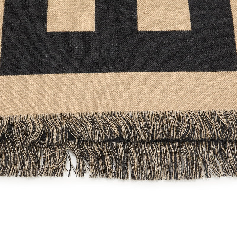 Burberry Logo Scarf Beige Black Wool Ladies