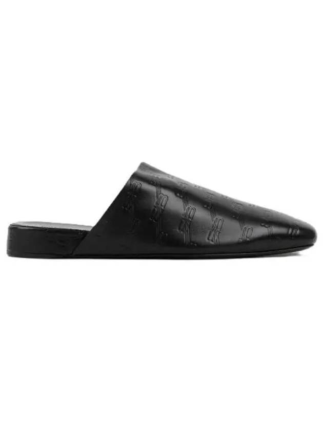 Balenciaga Debossed Logo Leather Mule Black
