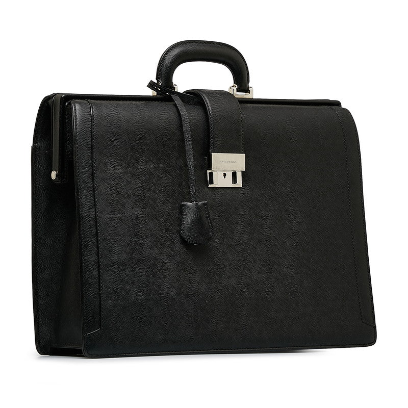 Burberry Sapphire Handbags Business Bag Black Leather Ladies Burberry