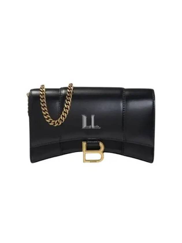 Balenciaga Hourglass Chain Mini Calfskin Cross Bag Black