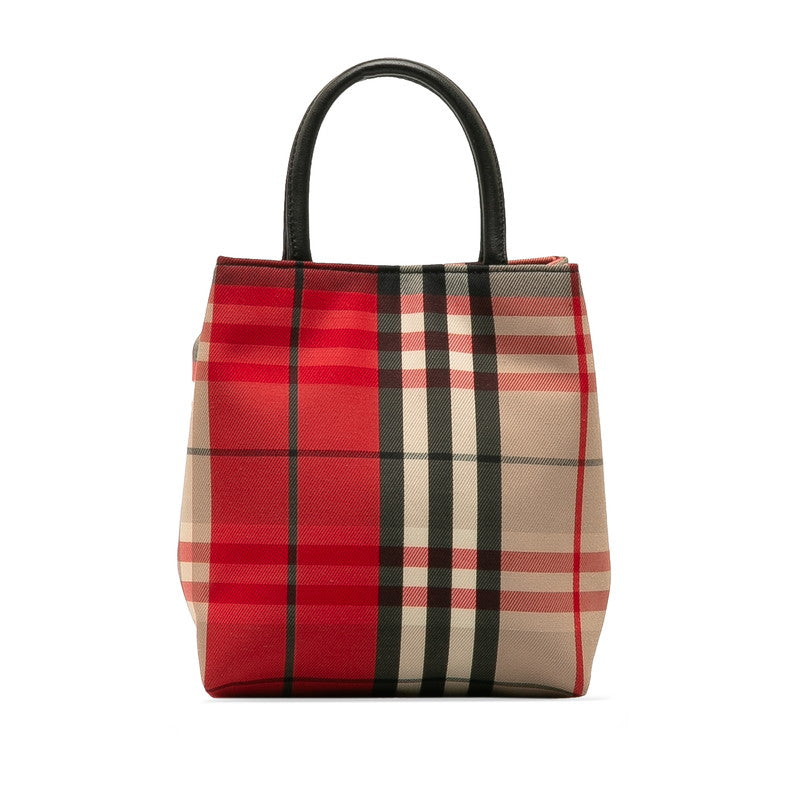 Burberry Nova Check Mini Handbag Red Multicolor Canvas Leather Ladies