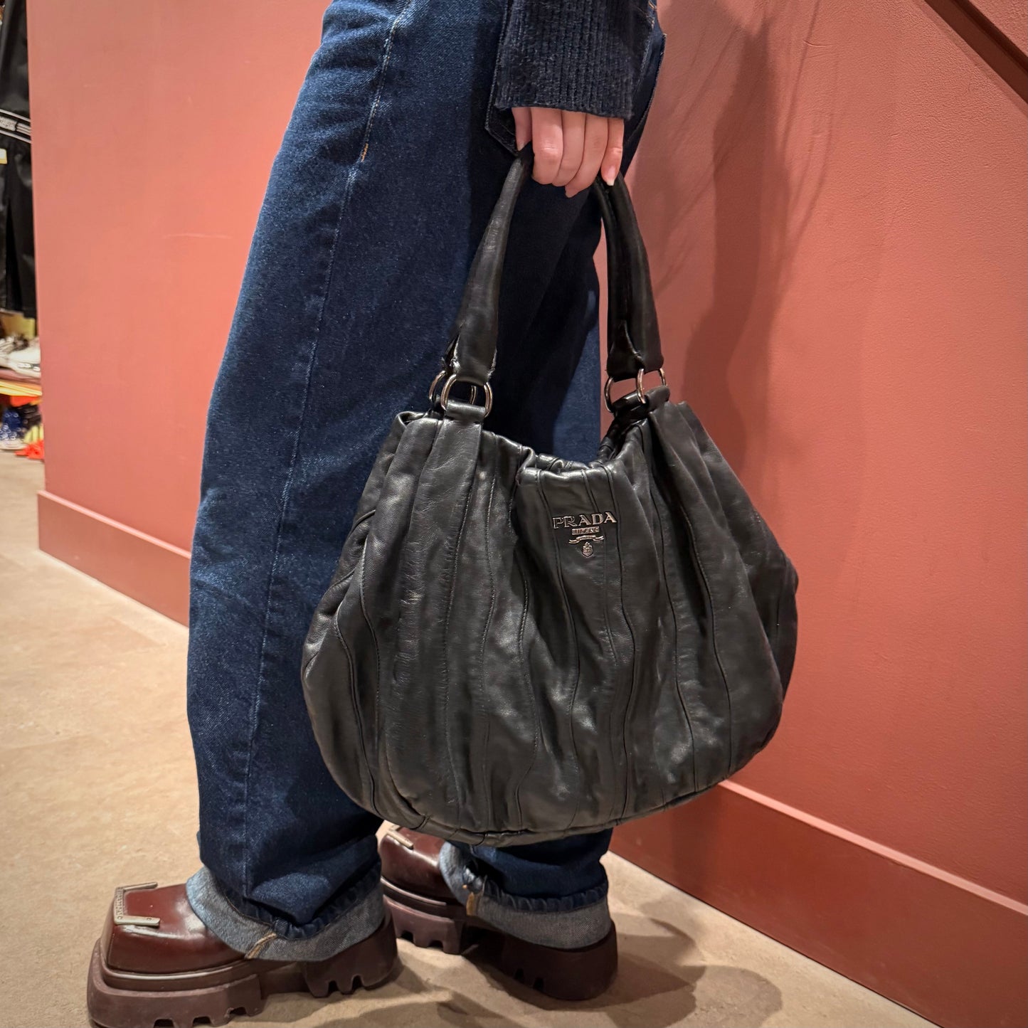 Prada Nappa Mordore Stripes Tote