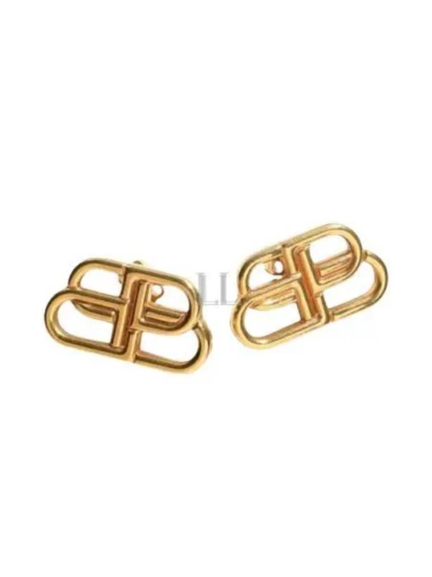 Balenciaga BB Logo Stud Earrings Gold