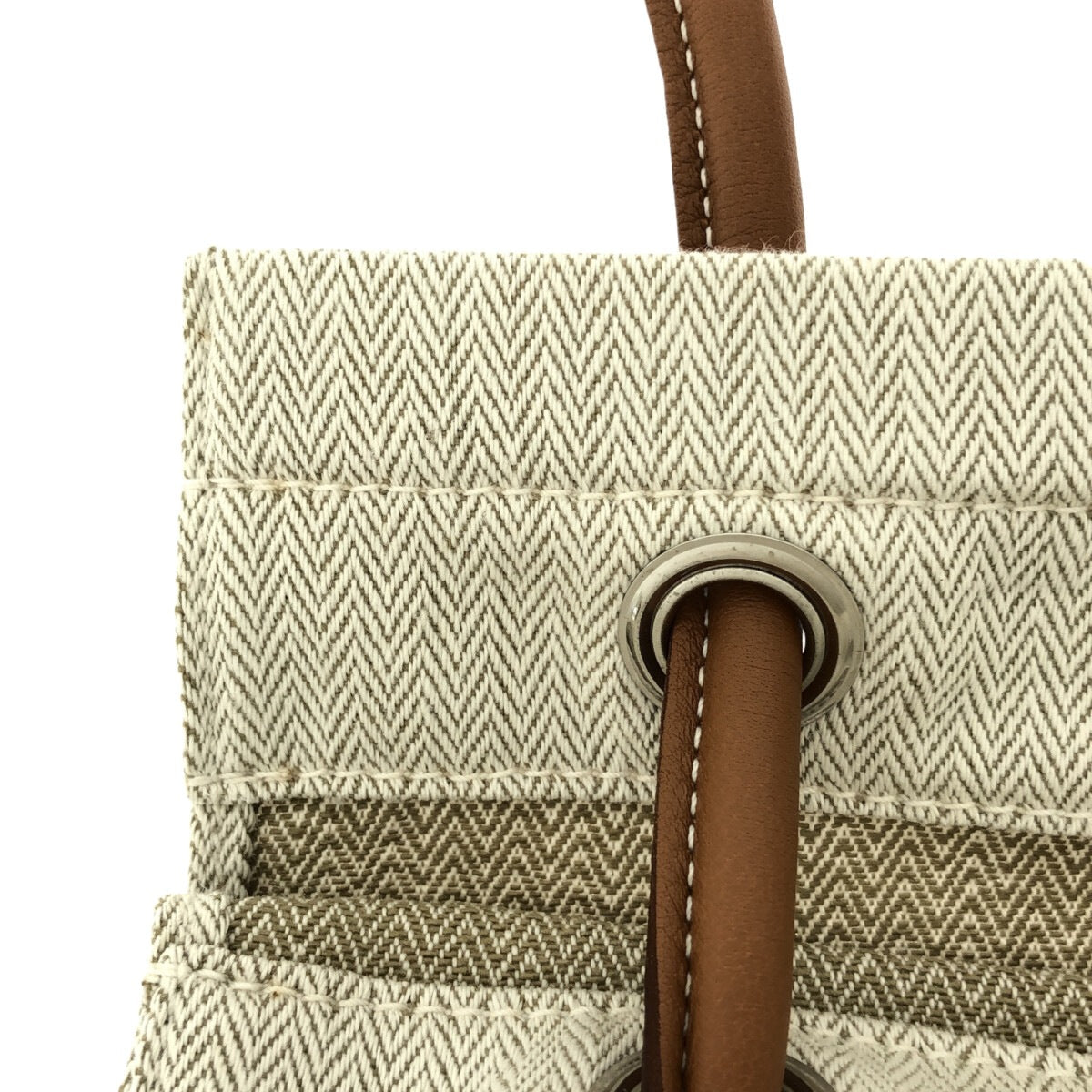 HERMES - Aline MM Shoulder Bag Natural Fauve Toile chevron
