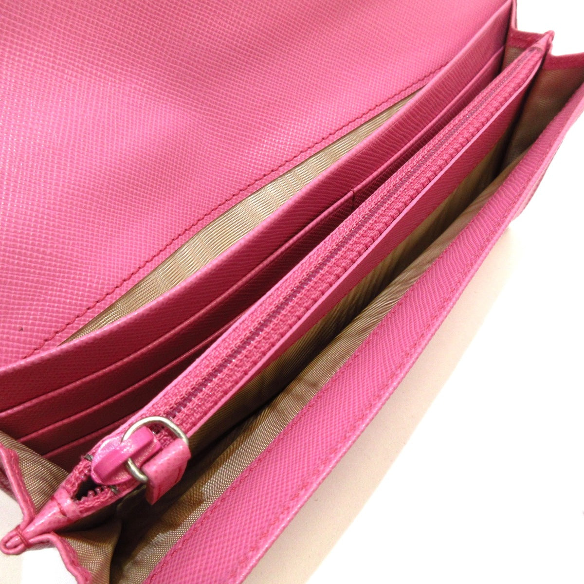 PRADA - Long Wallet Pink Saffiano Leather