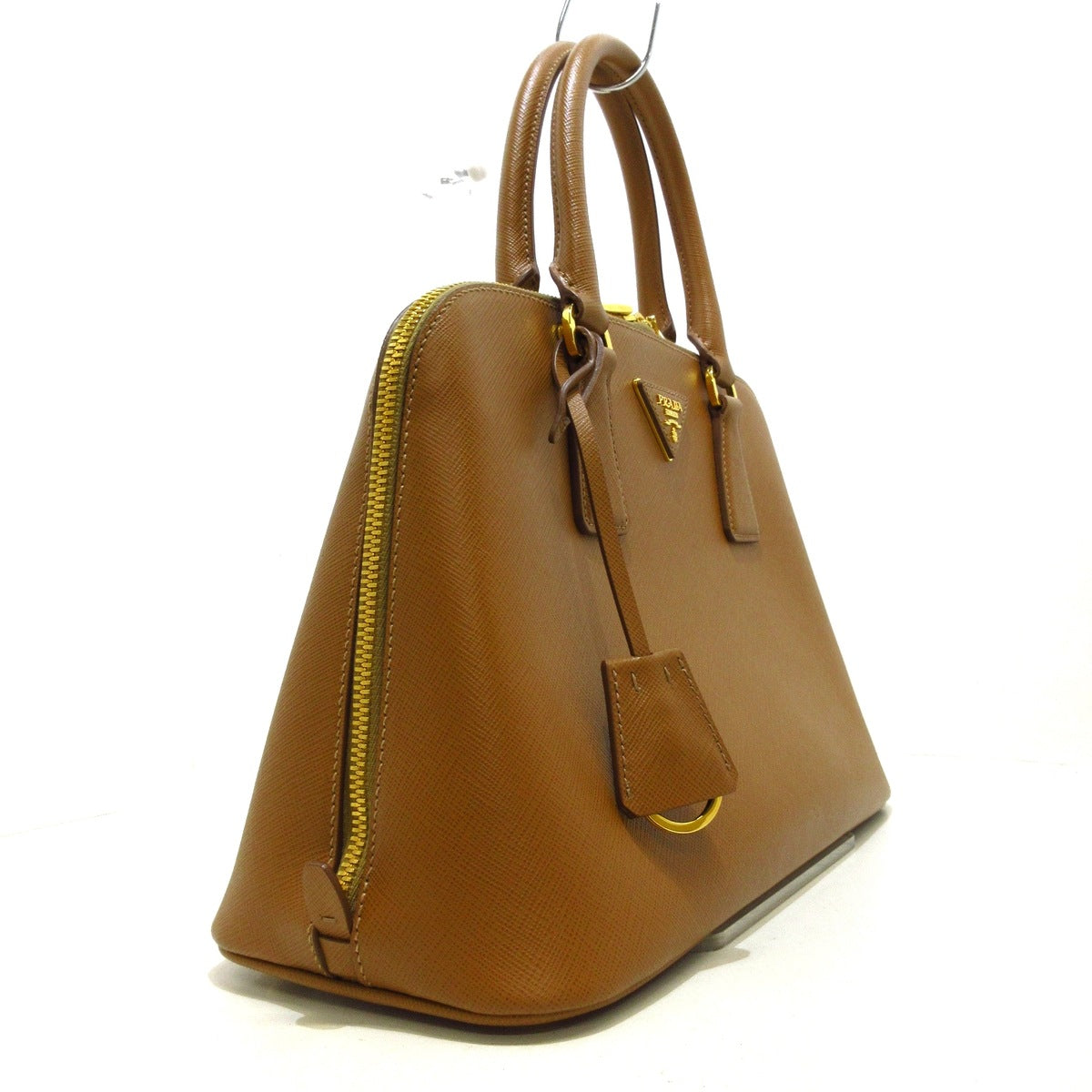 PRADA - Triangle Logo Handbag Brown Saffiano Lux