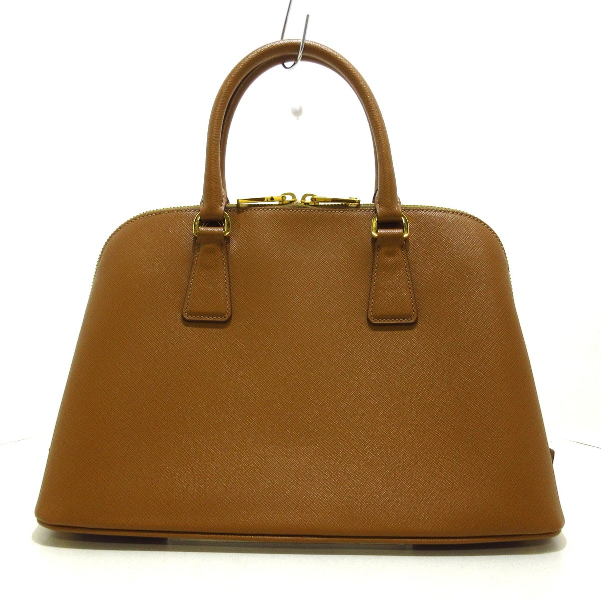 PRADA - Triangle Logo Handbag Brown Saffiano Lux