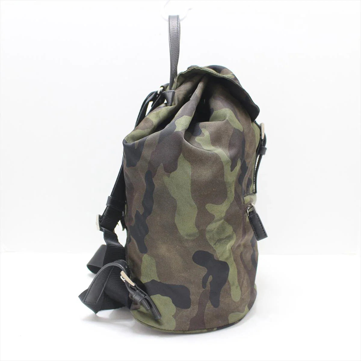 PRADA - Backpack Mimetico (Khaki) Dark Brown Black Nylon Saffiano Leather