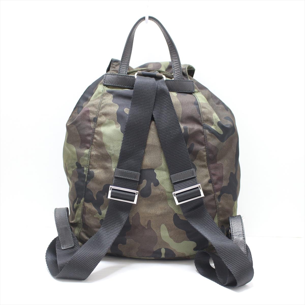 PRADA - Backpack Mimetico (Khaki) Dark Brown Black Nylon Saffiano Leather