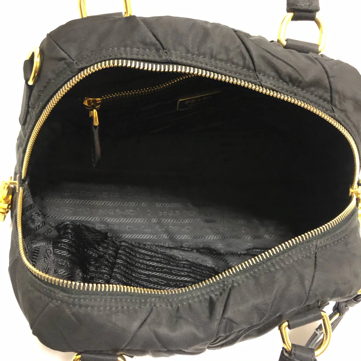 PRADA - Black Tessuto Nylon Quiltin Bauletto