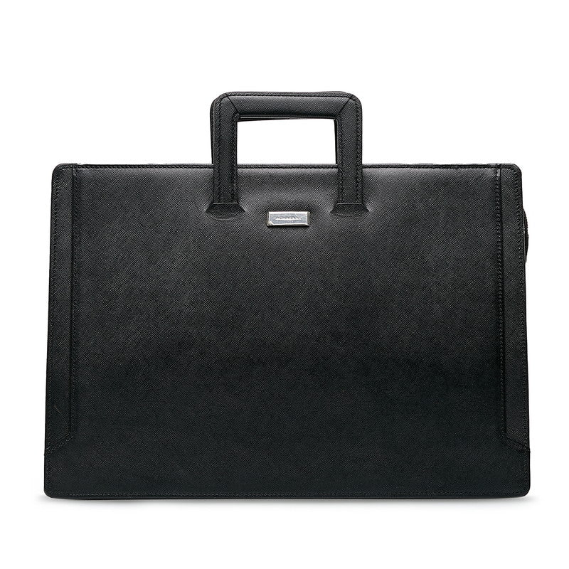 Burberry Logo Business Bag Briefcase Paper Bag Black Leather Men