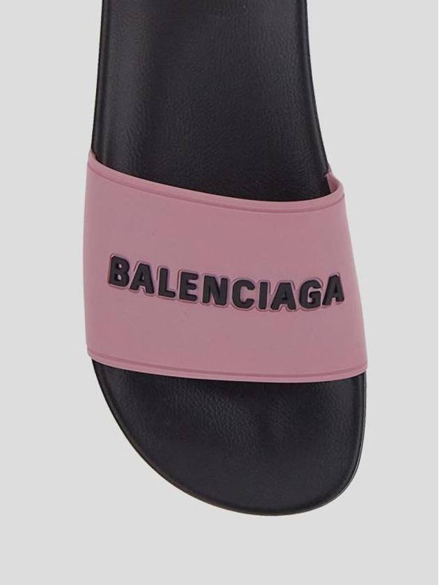 Balenciaga Logo Pool Slippers Pink