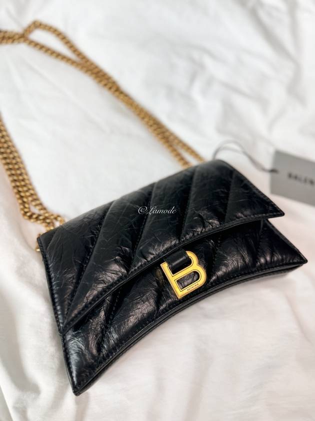 Balenciaga Crush XS Chain Quilted Shoulder Bag Black